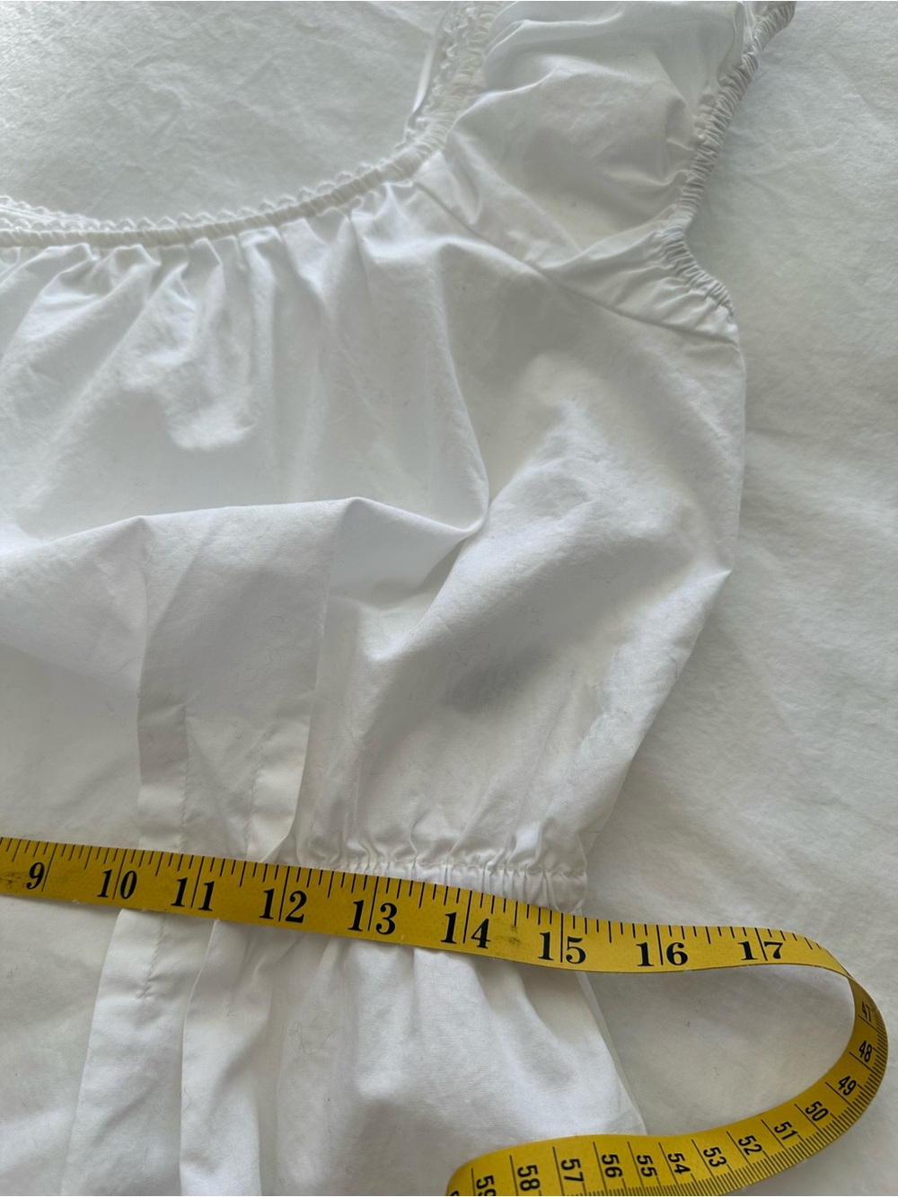 H&M White Square-Neck Puff Sleeve Peplum Top, size large - Picture 6 of 10